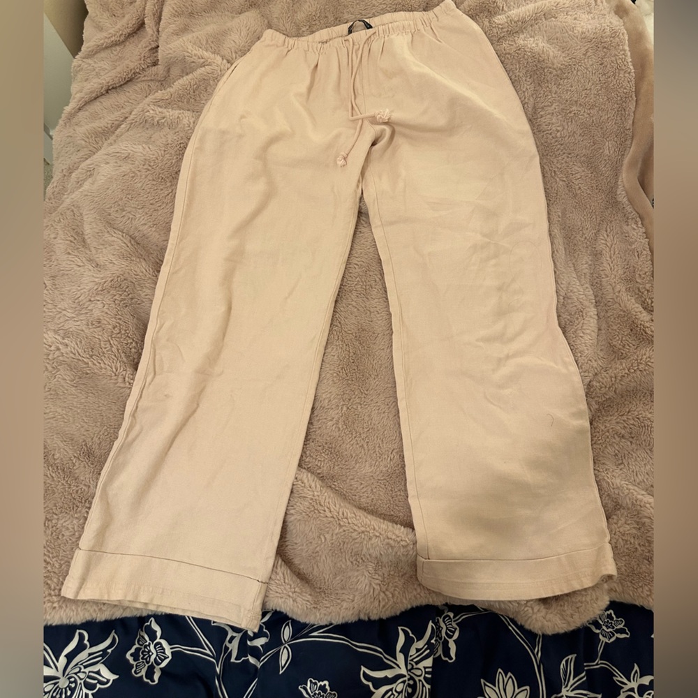 Brandy Baby Pink Linen Pants (Thicker Material)